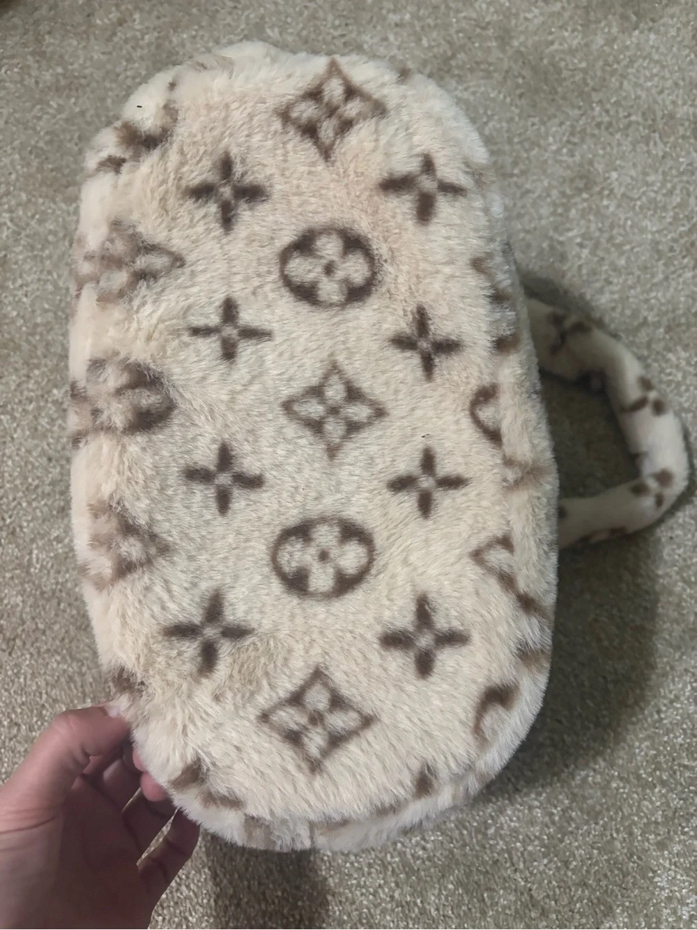 Pet Faux Fur tan Monogram Crossbody Bag